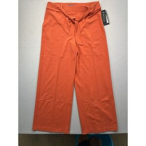 NYCC Pull On Wide Leg Palazzo Pant Trousers Womens 14 36x30 Tie Front Orange